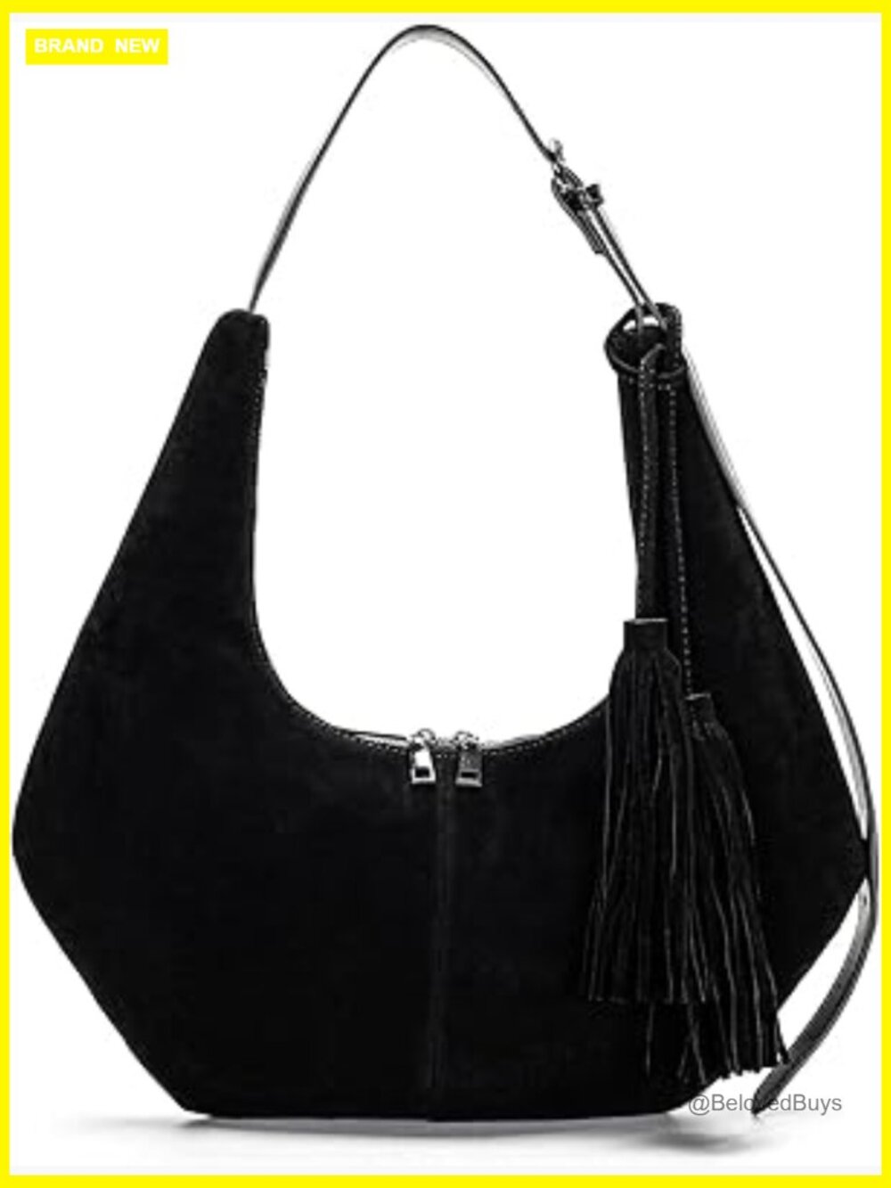Retro Suede Hobo Shoulder Bag Crescent Crossbody Purse Adjustable Strap